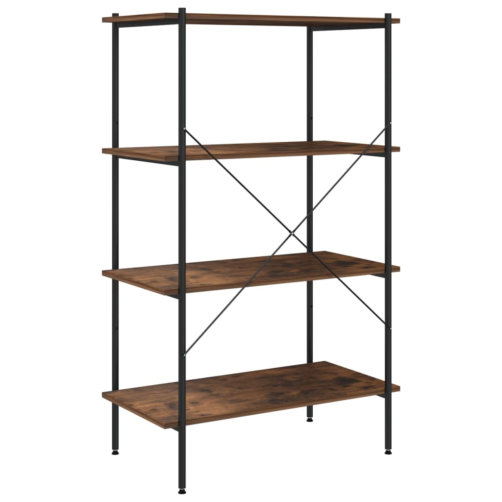 vidaXL Unitate de rafturi pe 4 niveluri negru și natural, 80x40x130 cm vidaXL Unitate de rafturi pe 4 niveluri negru și natural, 80x40x130 cm