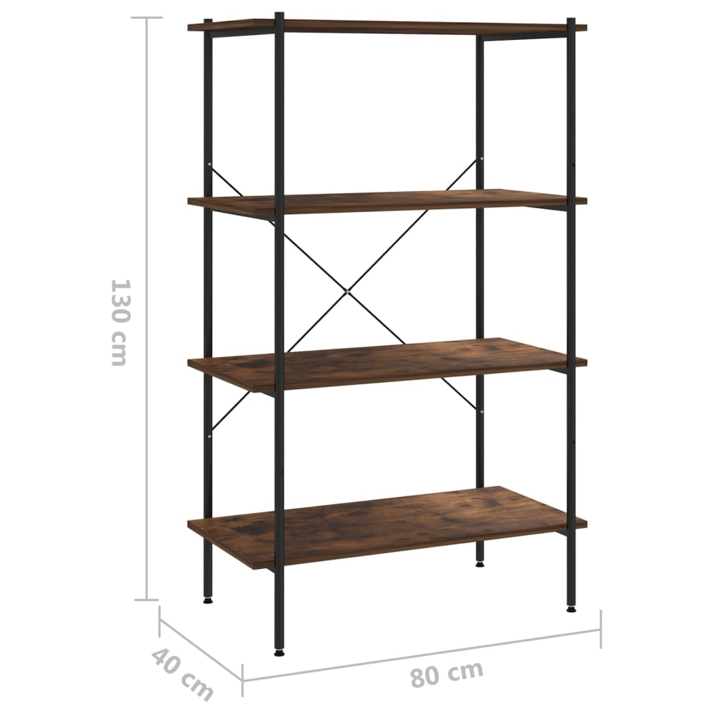 vidaXL Unitate de rafturi pe 4 niveluri negru și natural, 80x40x130 cm vidaXL Unitate de rafturi pe 4 niveluri negru și natural, 80x40x130 cm