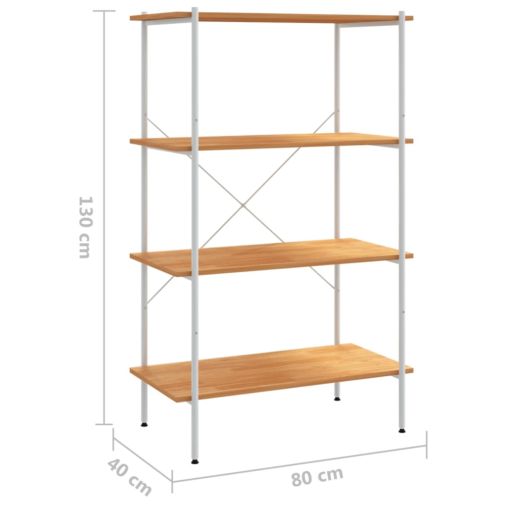 vidaXL Unitate de rafturi pe 4 niveluri, alb și stejar, 80x40x130 cm vidaXL Unitate de rafturi pe 4 niveluri, alb și stejar, 80x40x130 cm