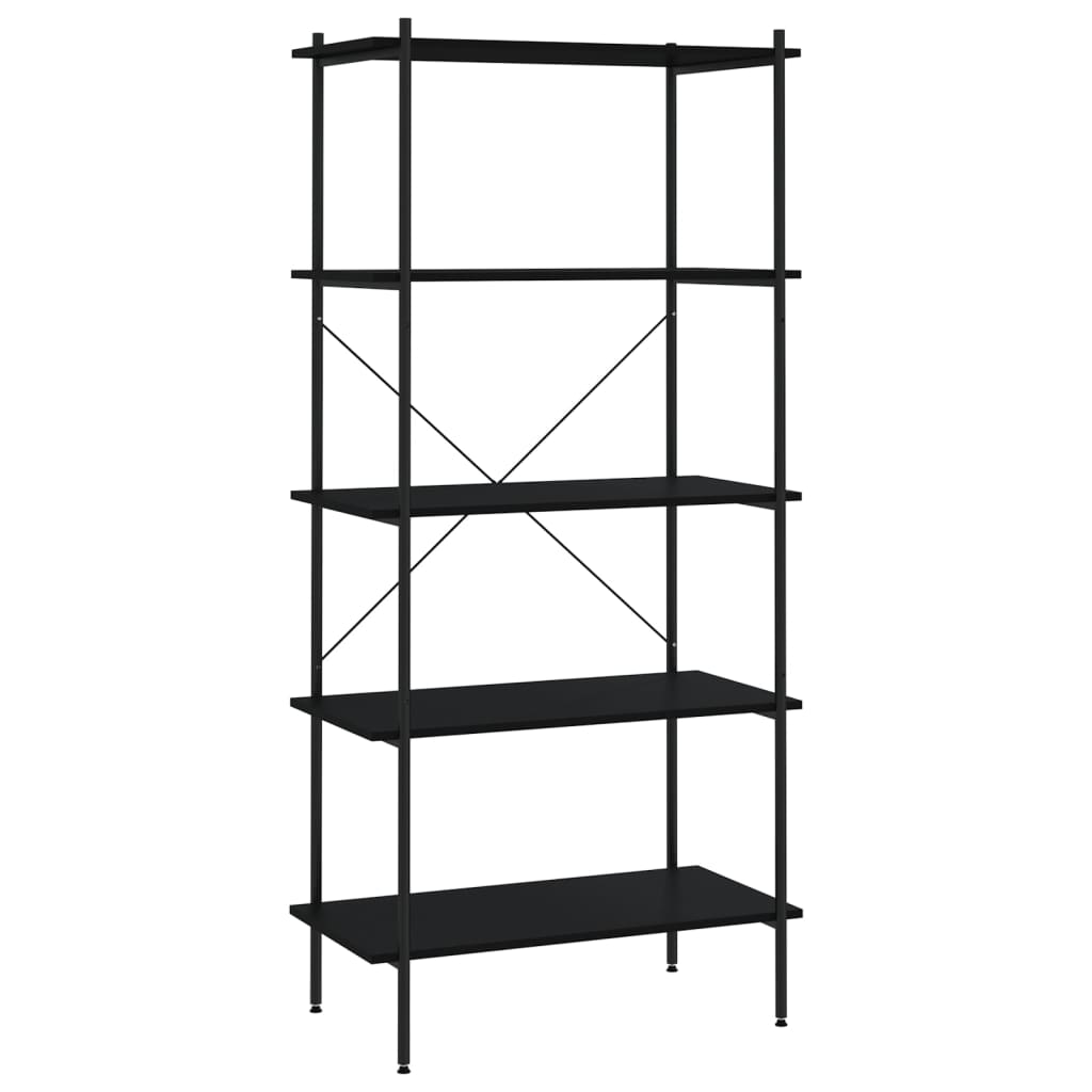 vidaXL Unitate cu rafturi pe 5 niveluri, negru, 80x40x163 cm vidaXL Unitate cu rafturi pe 5 niveluri, negru, 80x40x163 cm