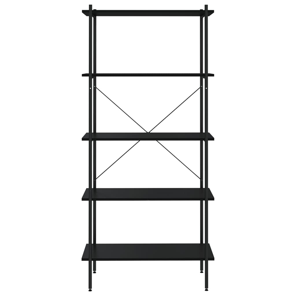 vidaXL Unitate cu rafturi pe 5 niveluri, negru, 80x40x163 cm vidaXL Unitate cu rafturi pe 5 niveluri, negru, 80x40x163 cm