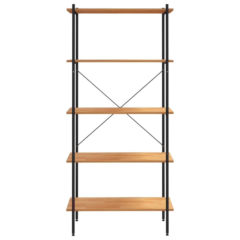 vidaXL Unitate de rafturi pe 5 niveluri, negru și stejar, 80x40x163 cm vidaXL Unitate de rafturi pe 5 niveluri, negru și stejar, 80x40x163 cm