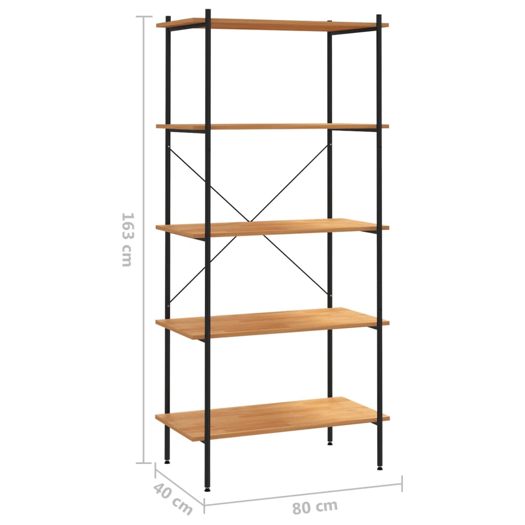 vidaXL Unitate de rafturi pe 5 niveluri, negru și stejar, 80x40x163 cm vidaXL Unitate de rafturi pe 5 niveluri, negru și stejar, 80x40x163 cm