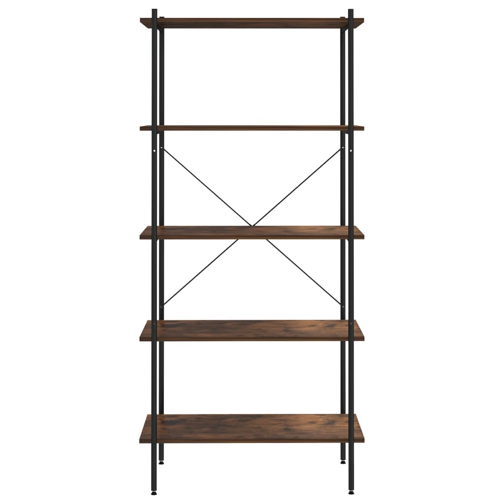 vidaXL Unitate de rafturi pe 5 niveluri negru și natural, 80x40x163 cm vidaXL Unitate de rafturi pe 5 niveluri negru și natural, 80x40x163 cm