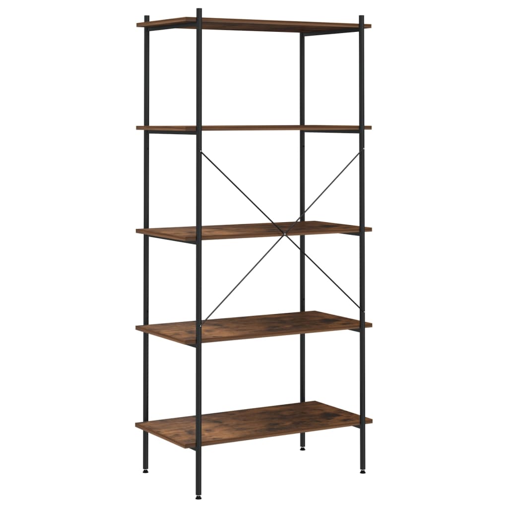 vidaXL Unitate de rafturi pe 5 niveluri negru și natural, 80x40x163 cm vidaXL Unitate de rafturi pe 5 niveluri negru și natural, 80x40x163 cm