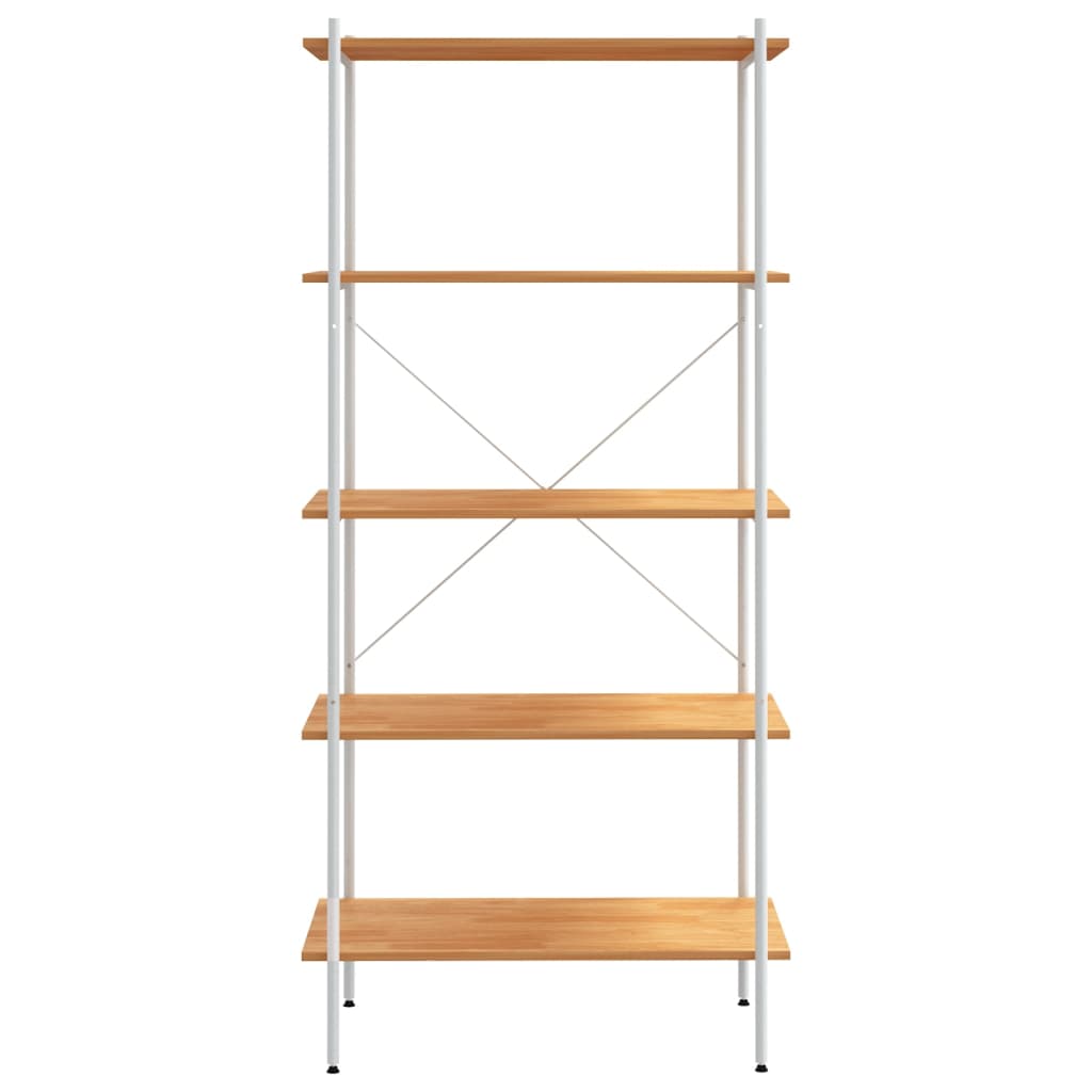 vidaXL Unitate cu rafturi pe 5 niveluri, alb și stejar, 80x40x163 cm vidaXL Unitate cu rafturi pe 5 niveluri, alb și stejar, 80x40x163 cm