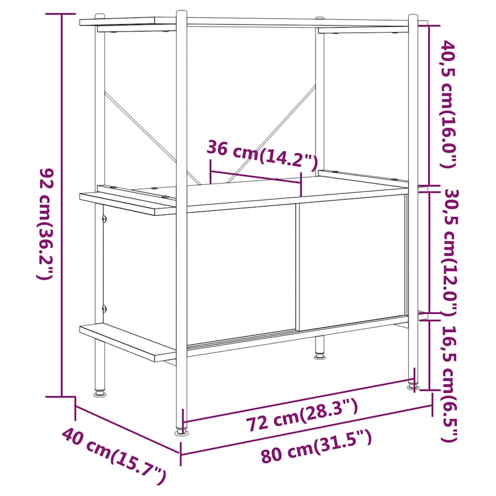 vidaXL Unitate rafturi cu 3 niveluri și dulap, 80x40x92 cm, oțel/ lemn vidaXL Unitate rafturi cu 3 niveluri și dulap, 80x40x92 cm, oțel/ lemn