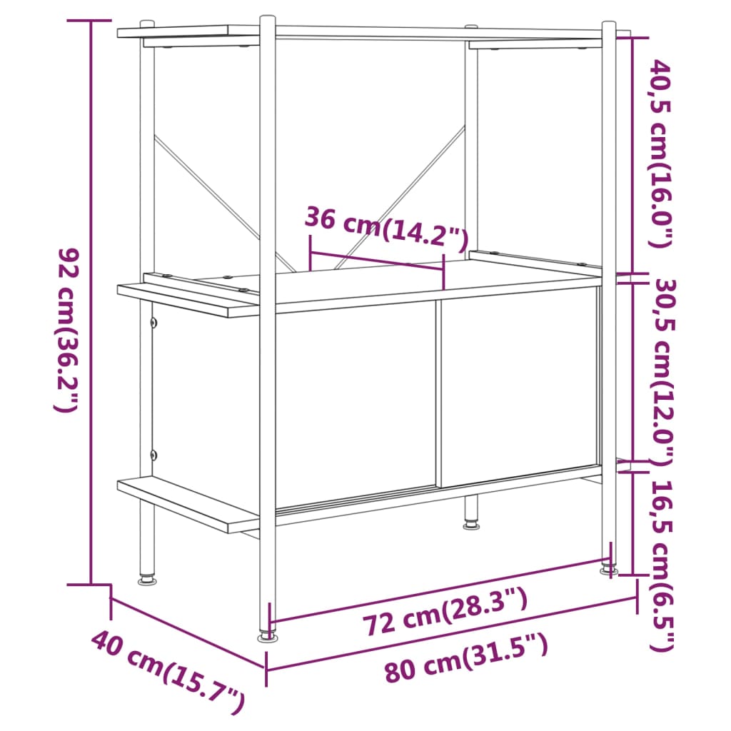 vidaXL Unitate rafturi cu 3 niveluri și dulap, 80x40x92 cm, oțel/ lemn vidaXL Unitate rafturi cu 3 niveluri și dulap, 80x40x92 cm, oțel/ lemn