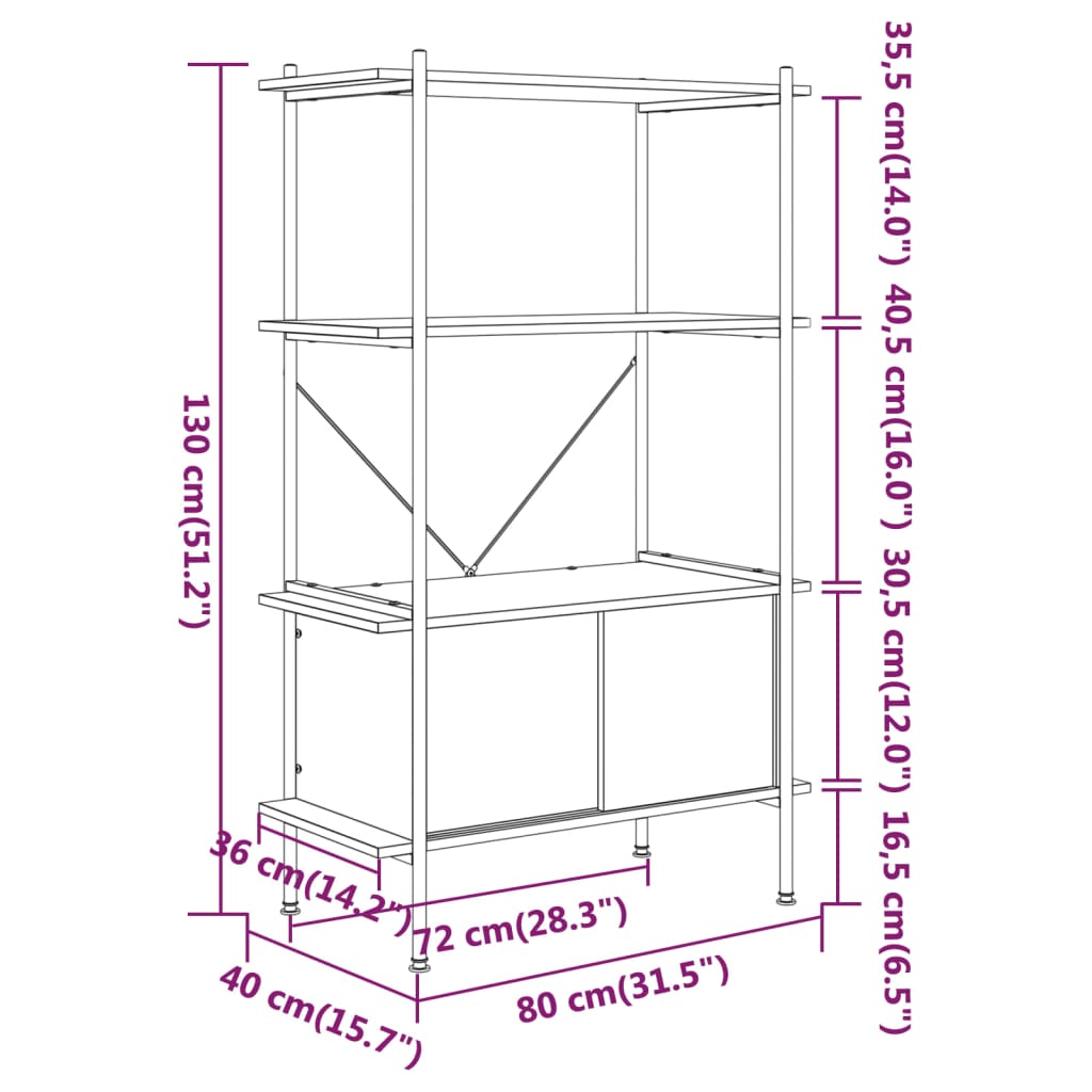 vidaXL Unitate rafturi cu 4 niveluri și dulap, 80x40x130 cm oțel&lemn vidaXL Unitate rafturi cu 4 niveluri și dulap, 80x40x130 cm oțel&lemn