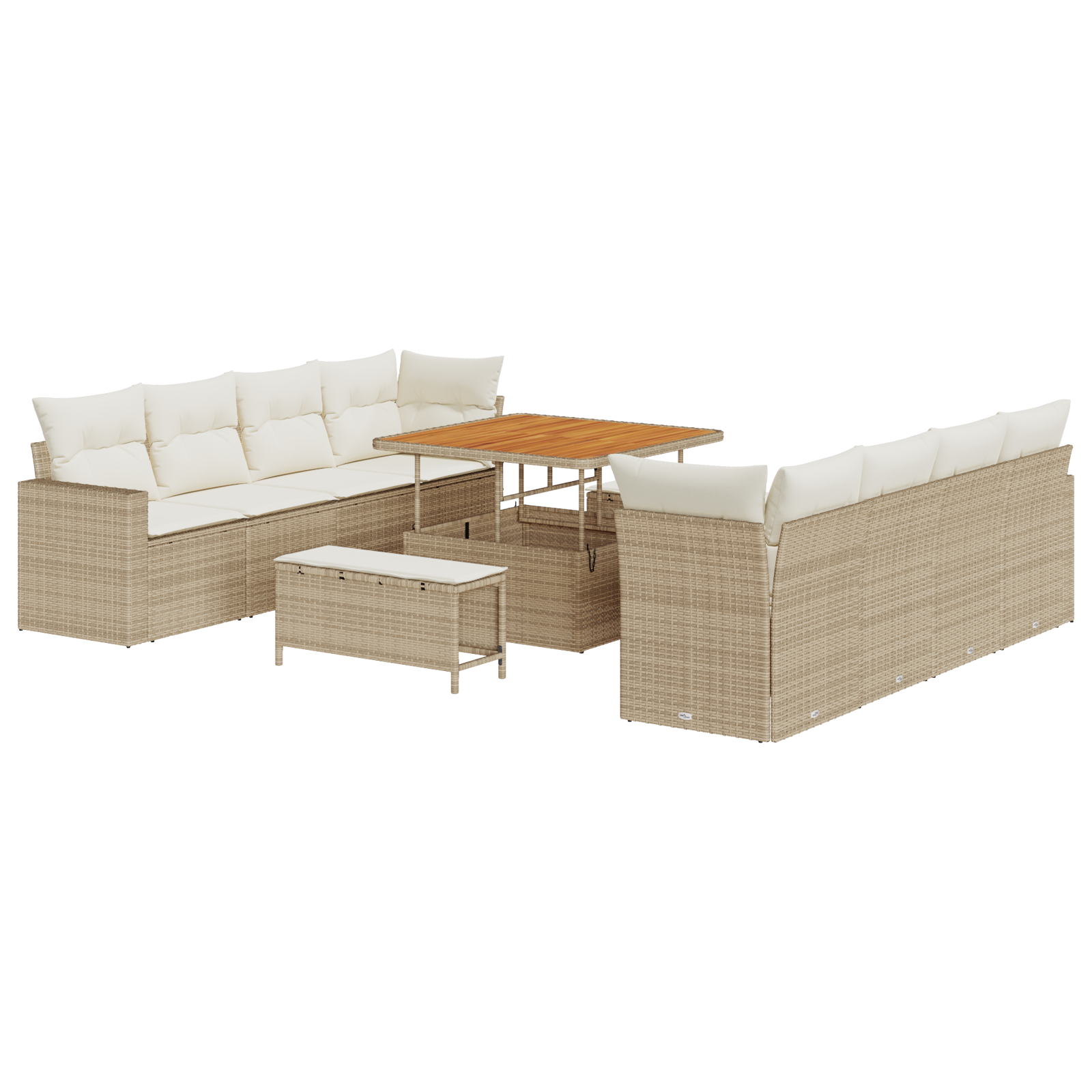 vidaXL Set de canapele pentru grădină cu pernă 11 pcs bej și crem vidaXL Set de canapele pentru grădină cu pernă 11 pcs bej și crem