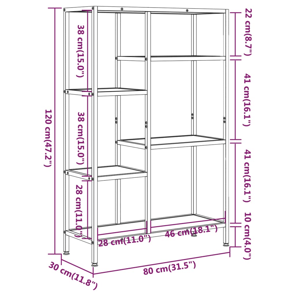 vidaXL Bibliotecă, 80x30x120 cm, oțel și lemn prelucrat vidaXL Bibliotecă, 80x30x120 cm, oțel și lemn prelucrat