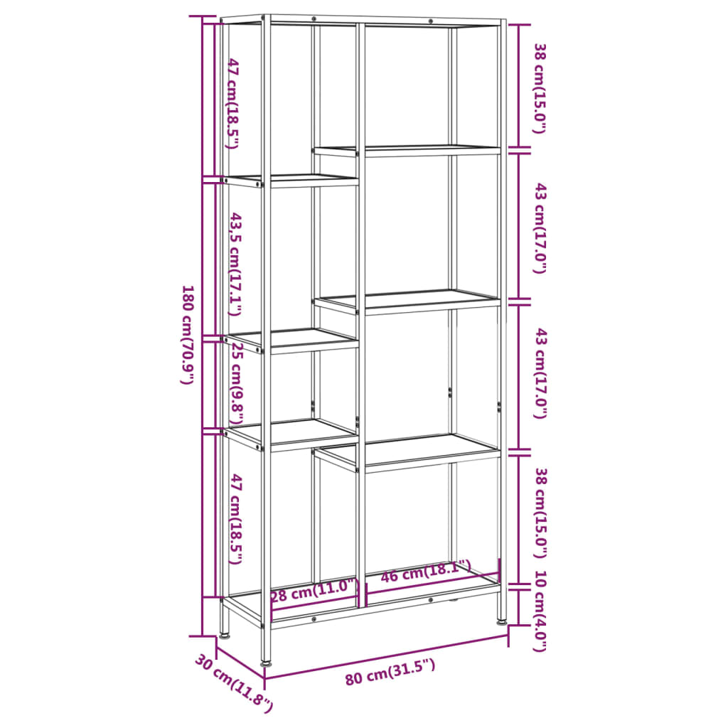 vidaXL Bibliotecă, 80x30x180 cm, oțel și lemn prelucrat vidaXL Bibliotecă, 80x30x180 cm, oțel și lemn prelucrat