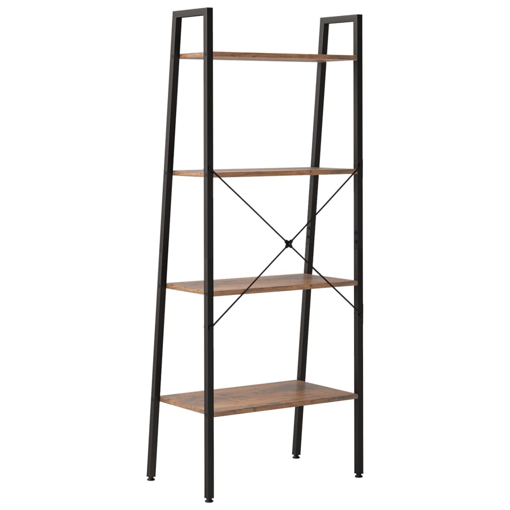 vidaXL Raft vertical cu 4 niveluri, maro închis și negru, 56x35x140 cm vidaXL Raft vertical cu 4 niveluri, maro închis și negru, 56x35x140 cm