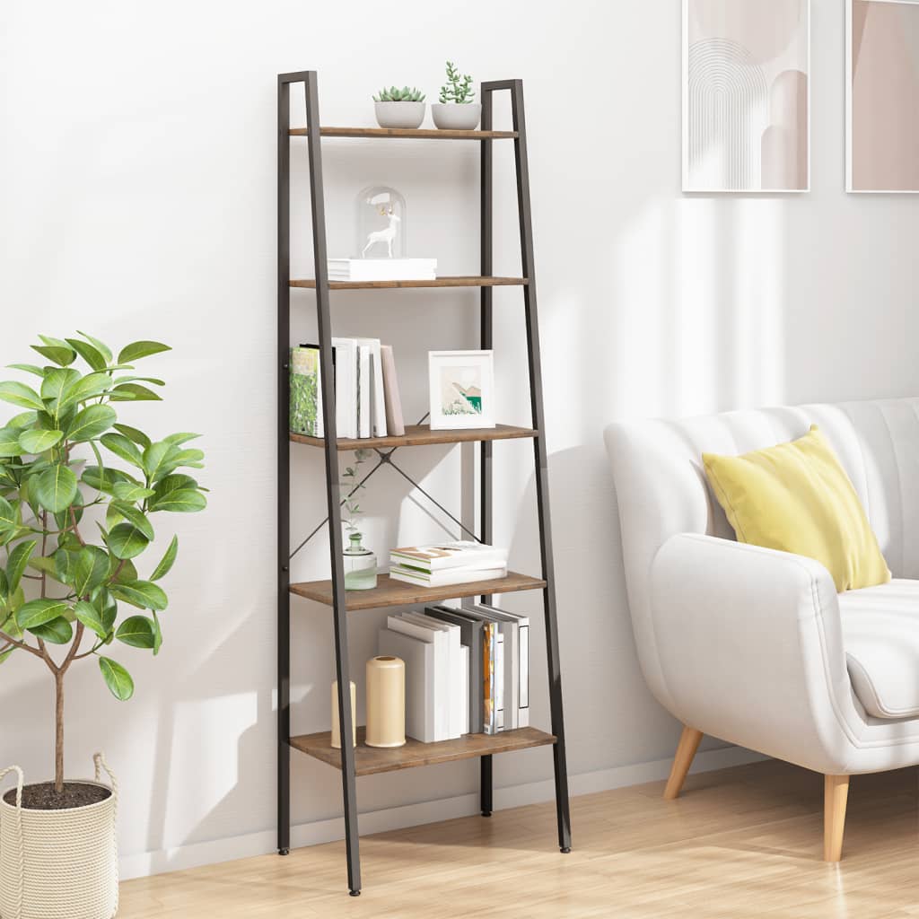 vidaXL Raft vertical cu 5 niveluri, maro închis și negru, 56x35x174 cm vidaXL Raft vertical cu 5 niveluri, maro închis și negru, 56x35x174 cm