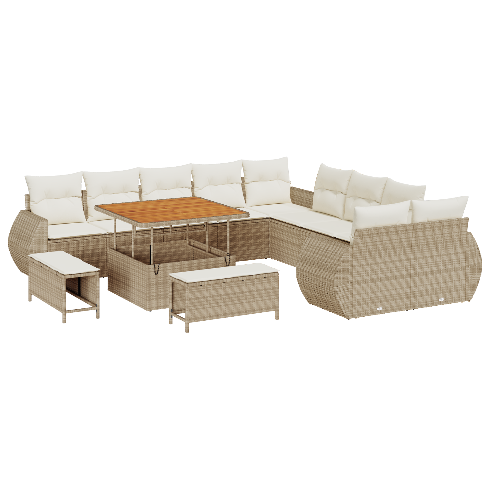 vidaXL Set de canapele pentru grădină cu pernă 13 pcs bej și crem vidaXL Set de canapele pentru grădină cu pernă 13 pcs bej și crem