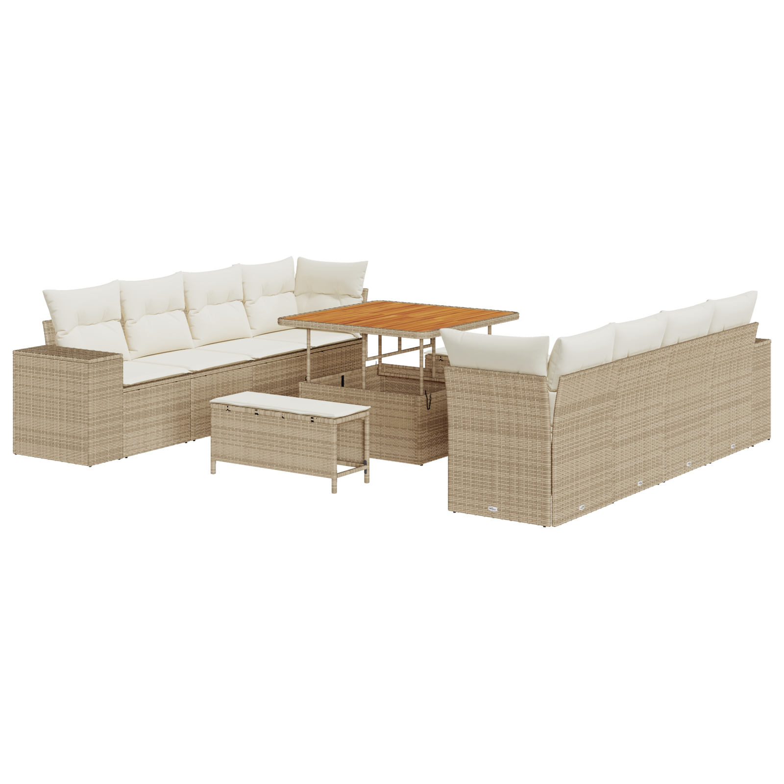 vidaXL Set de canapele pentru grădină cu pernă 11 pcs Bej și crem vidaXL Set de canapele pentru grădină cu pernă 11 pcs Bej și crem