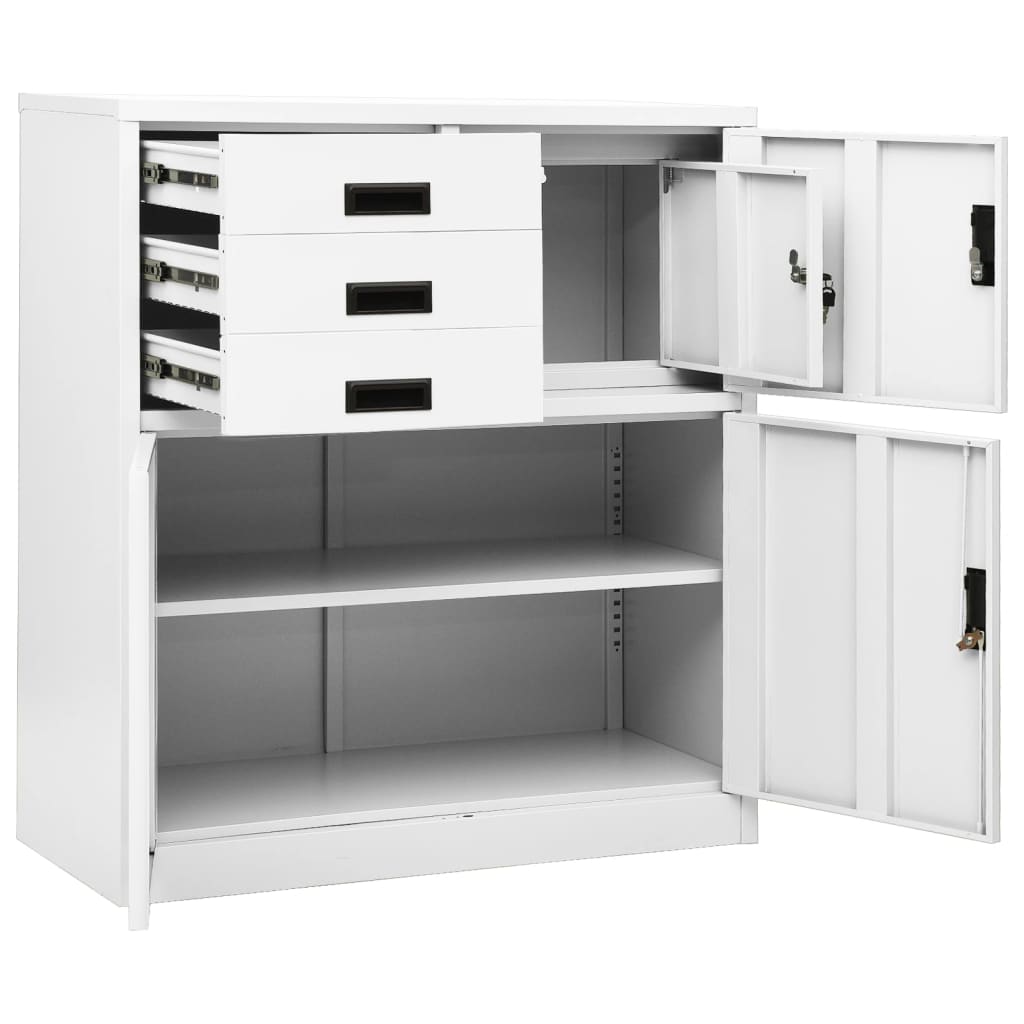 vidaXL Dulap de birou, alb, 90x40x102 cm, oțel