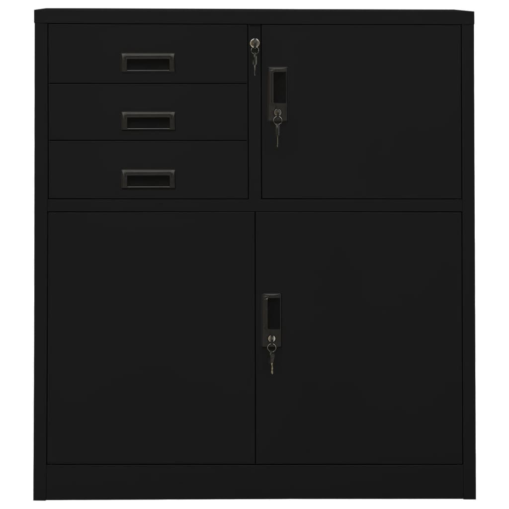 vidaXL Dulap de birou, negru, 90x40x102 cm, oțel