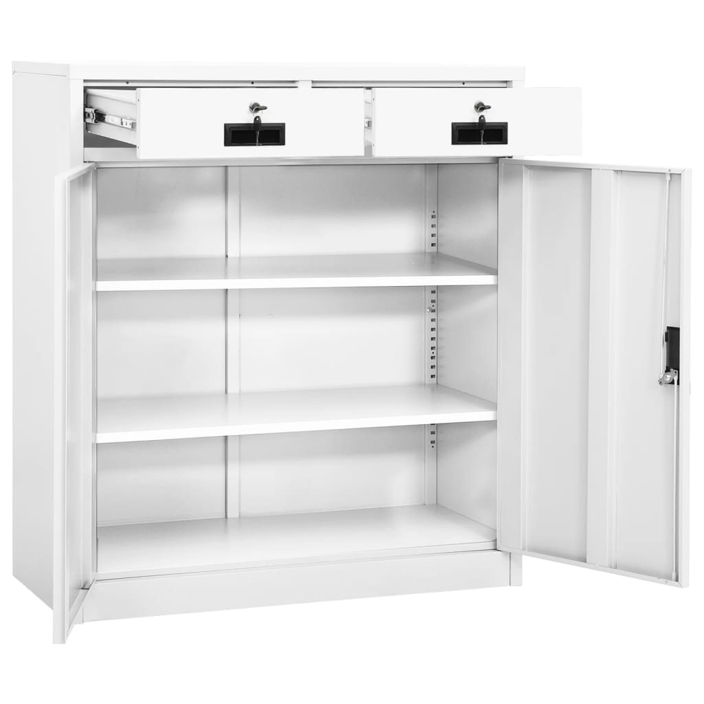 vidaXL Dulap de birou, alb, 90x40x102 cm, oțel