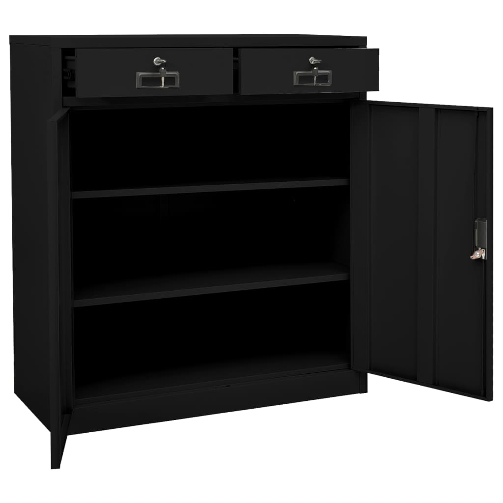 vidaXL Dulap de birou, negru, 90x40x102 cm, oțel