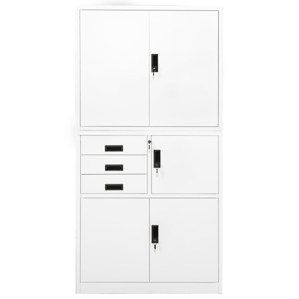 vidaXL Dulap de birou, alb, 90x40x180 cm, oțel