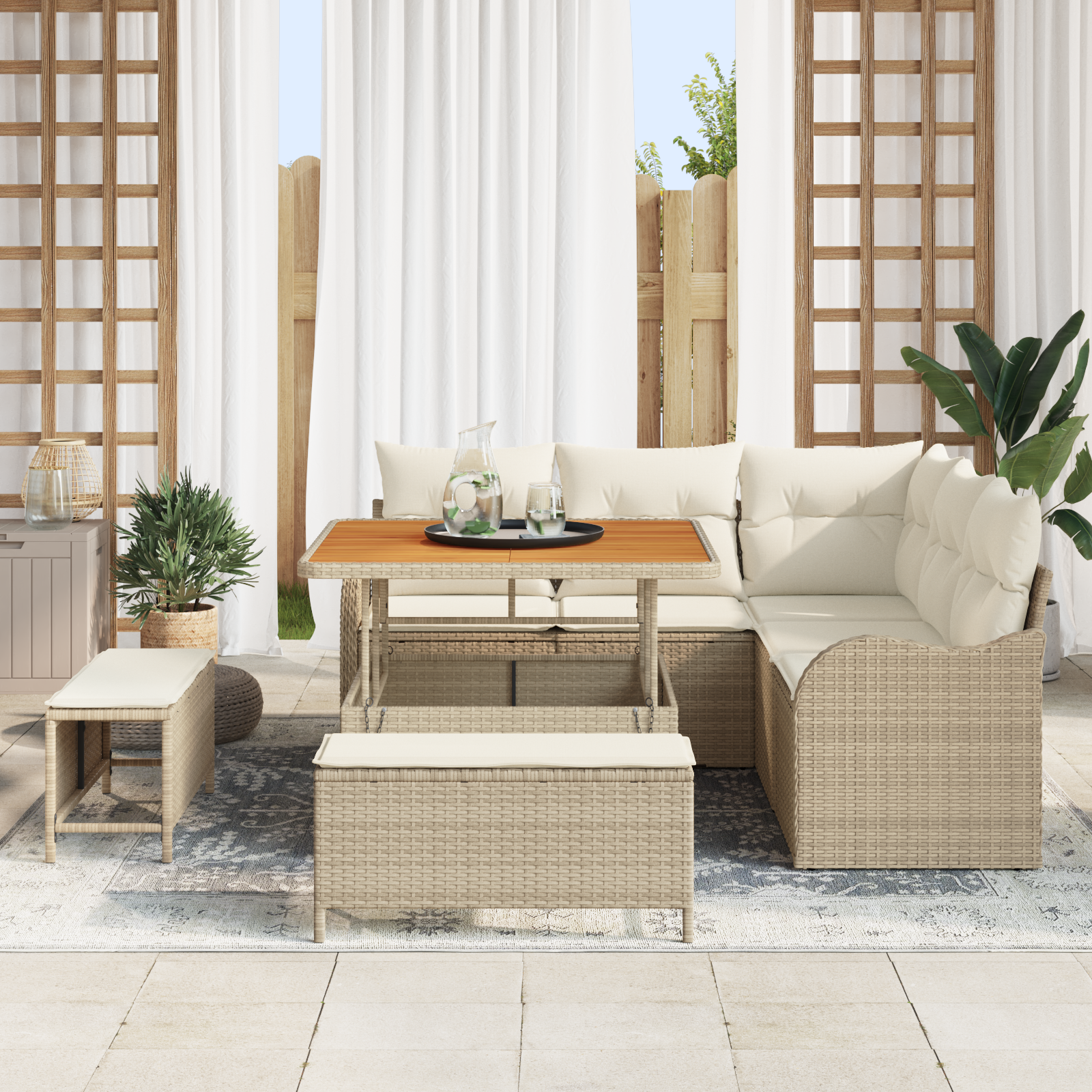 vidaXL Set de canapele pentru grădină cu pernă 8 pcs Bej și crem