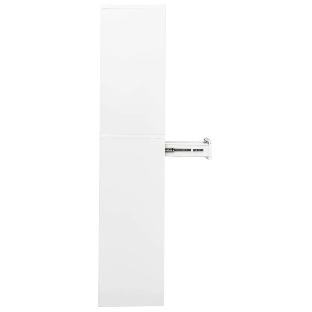 vidaXL Dulap de birou, alb, 90x40x180 cm, oțel/sticlă securizată