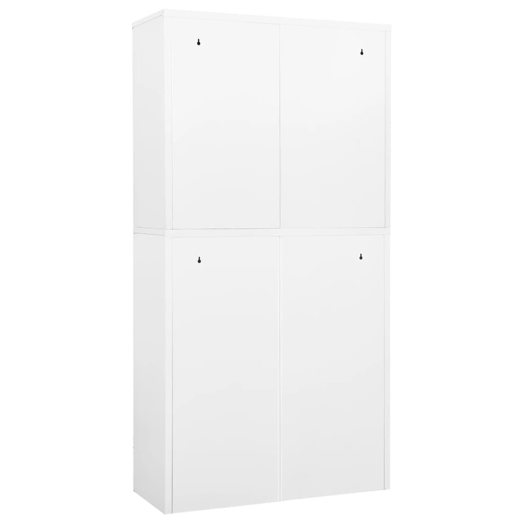 vidaXL Dulap de birou, alb, 90x40x180 cm, oțel/sticlă securizată