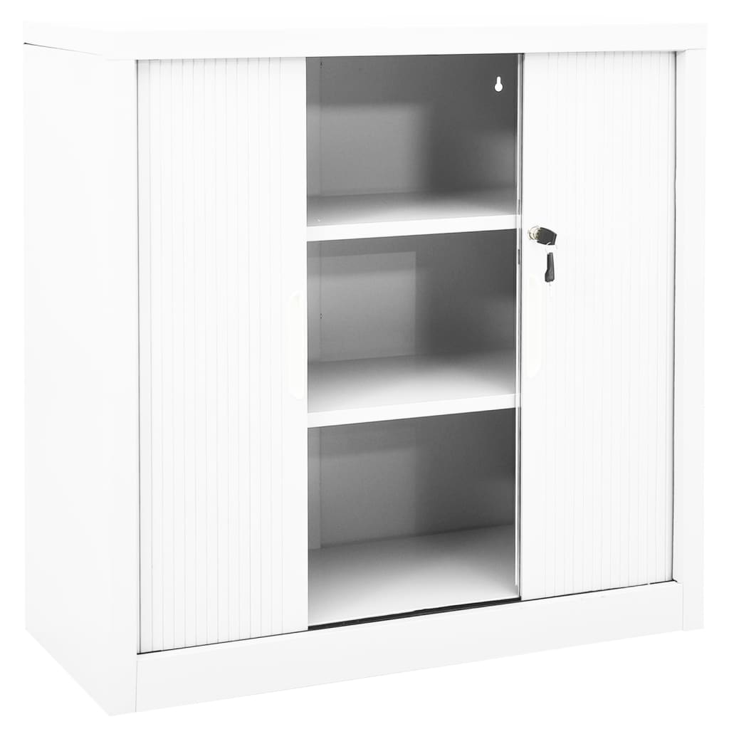 vidaXL Dulap cu ușă glisantă, alb, 90x40x90 cm, oțel vidaXL Dulap cu ușă glisantă, alb, 90x40x90 cm, oțel