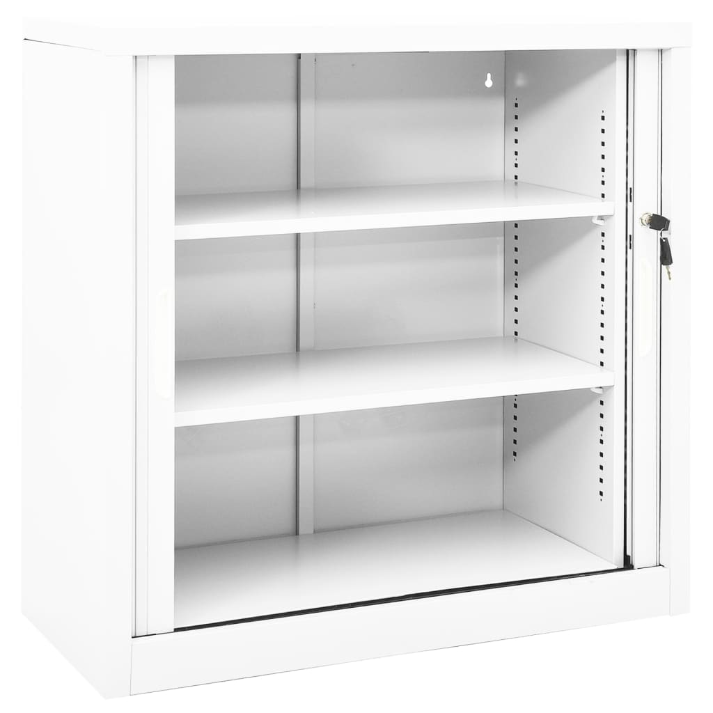 vidaXL Dulap cu ușă glisantă, alb, 90x40x90 cm, oțel vidaXL Dulap cu ușă glisantă, alb, 90x40x90 cm, oțel