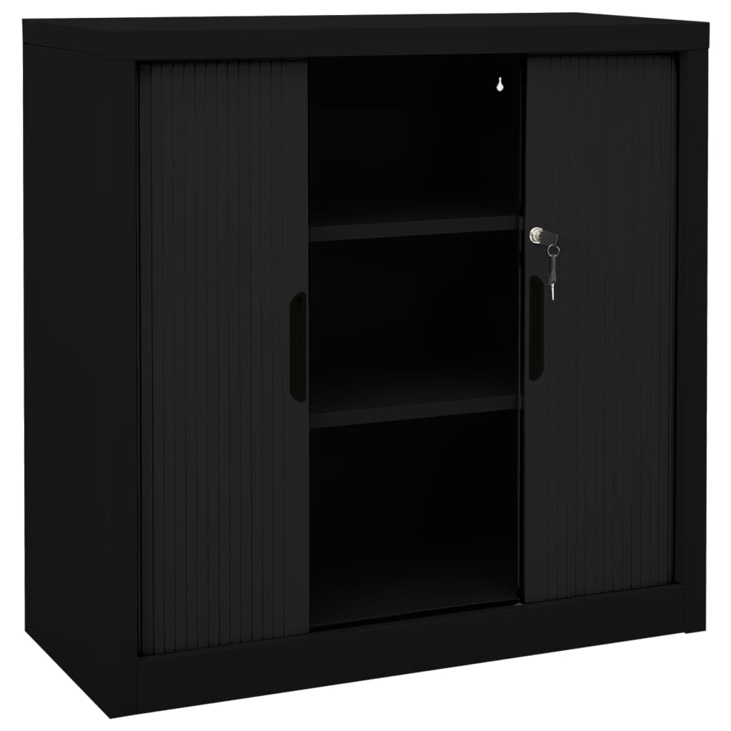 vidaXL Dulap cu ușă glisantă, negru, 90x40x90 cm, oțel