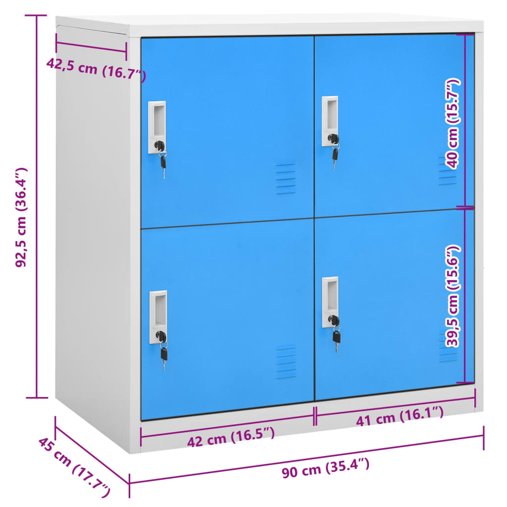 vidaXL Dulap vestiar, gri deschis și albastru, 90x45x92,5 cm, oțel vidaXL Dulap vestiar, gri deschis și albastru, 90x45x92,5 cm, oțel