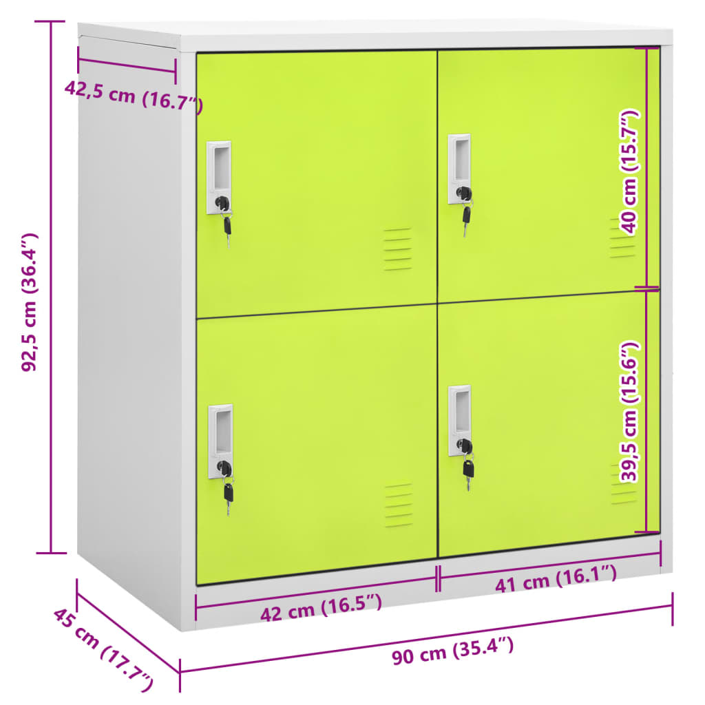 vidaXL Dulap vestiar, gri deschis și verde, 90x45x92,5 cm, oțel