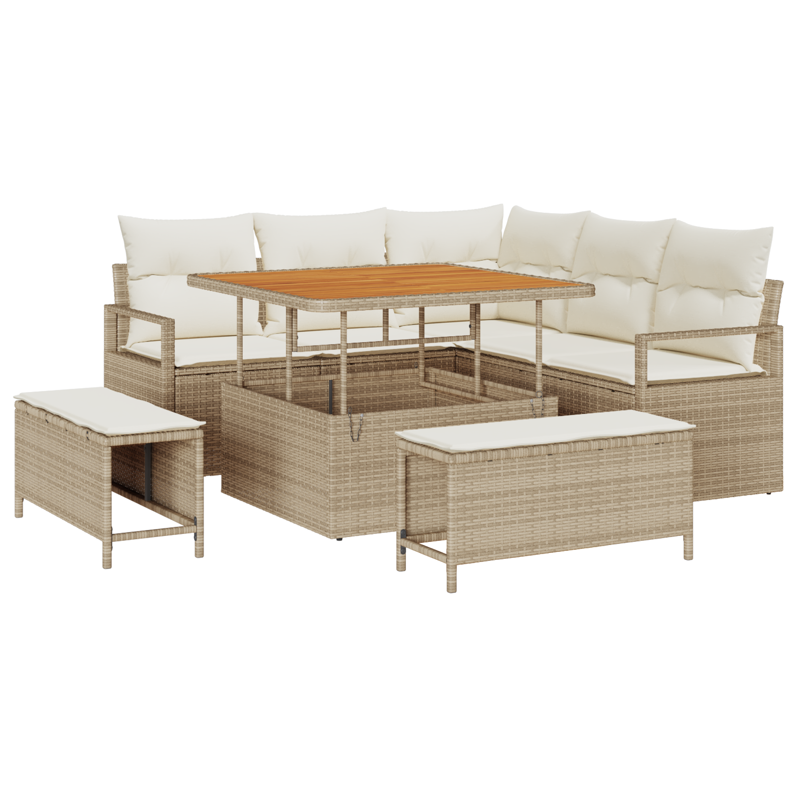 vidaXL Set de canapele pentru grădină cu pernă 8 pcs Bej și crem