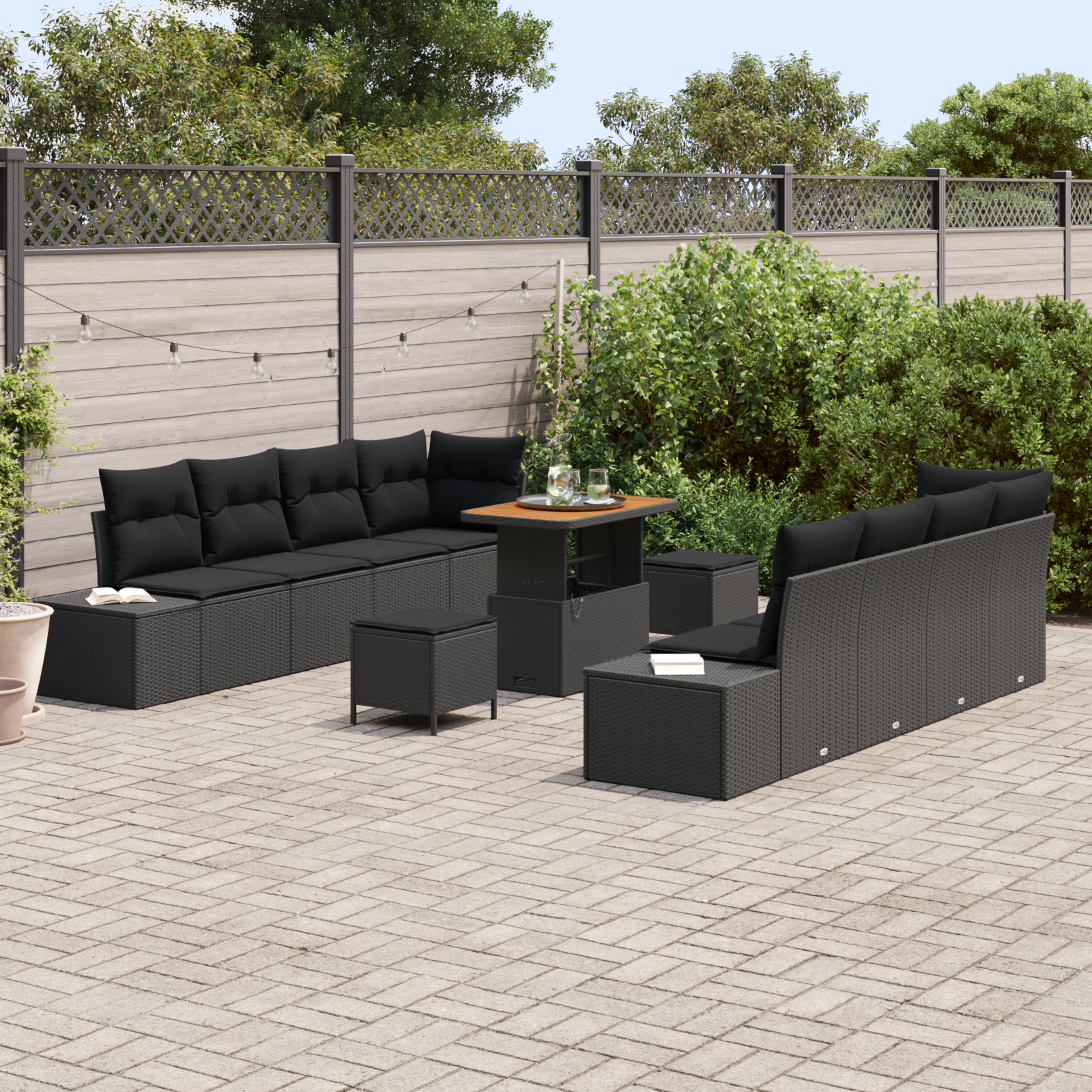 vidaXL Set de canapele pentru grădină 11 pcs Negru 90 x 55 x 71 cm
