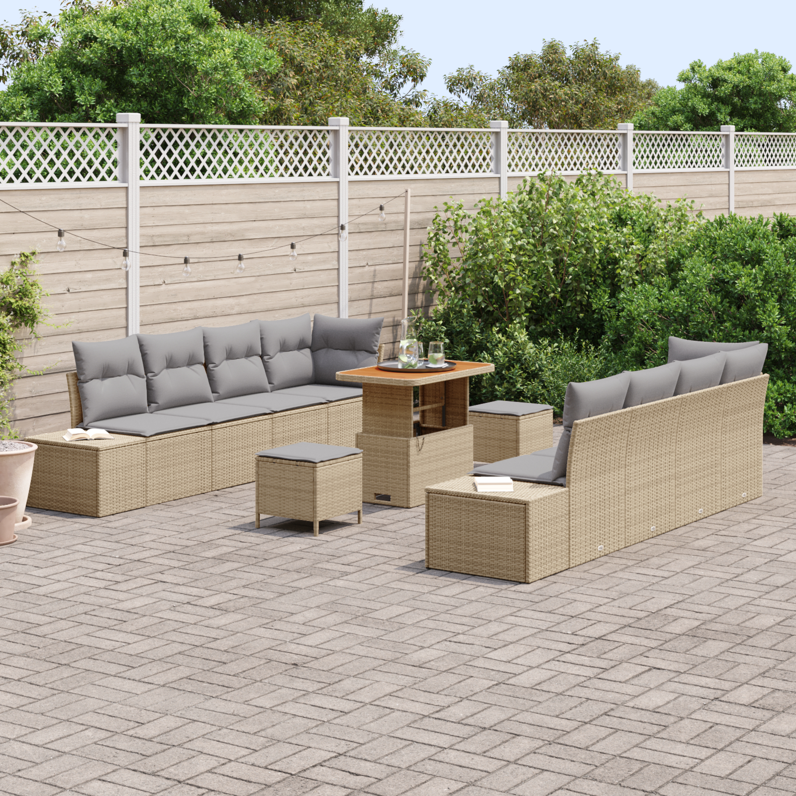 vidaXL Set de canapele pentru grădină 11 pcs Beige și gri deschis vidaXL Set de canapele pentru grădină 11 pcs Beige și gri deschis