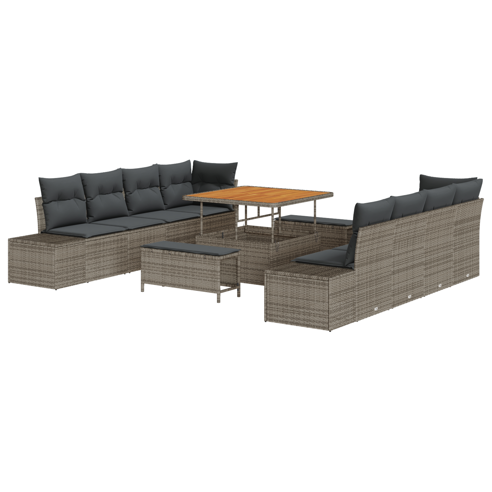 vidaXL Set de canapele pentru grădină 11 pcs Gri deschis și gri închis