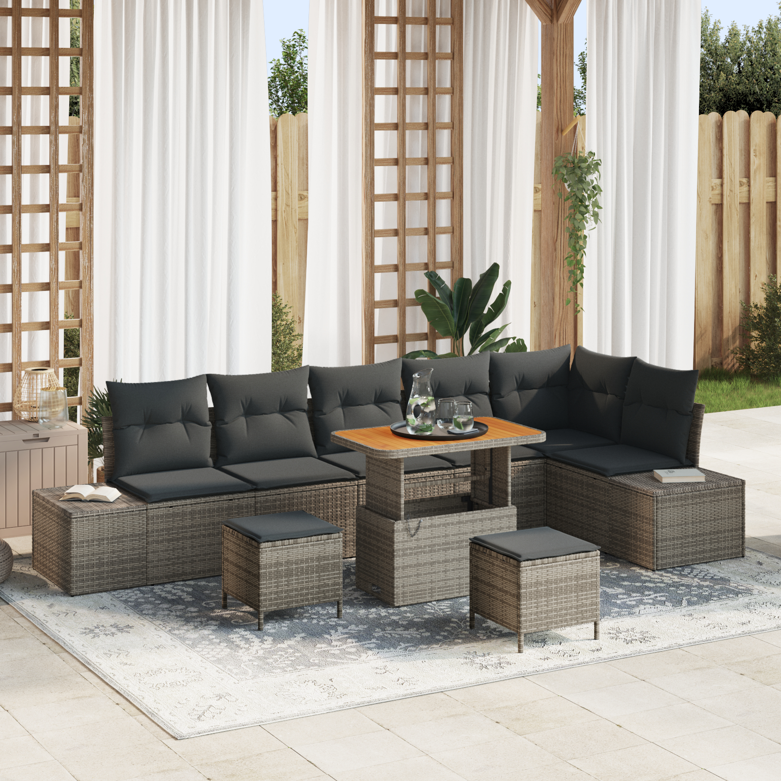 vidaXL Set de canapele pentru grădină 9 pcs Gri deschis și gri închis vidaXL Set de canapele pentru grădină 9 pcs Gri deschis și gri închis