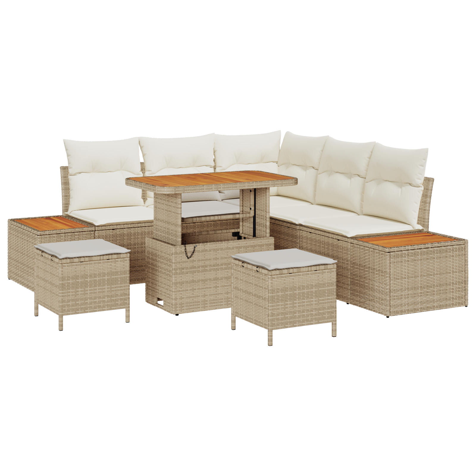 vidaXL Set de canapele pentru grădină cu pernă 8 pcs Bej Rattan poli