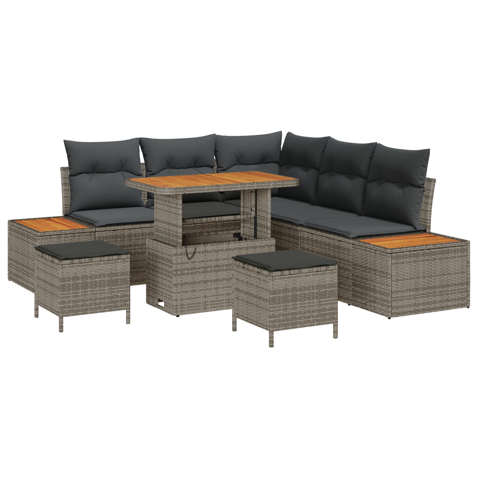 vidaXL Set de canapele pentru grădină cu pernă 8 pcs Gri Rattan poli vidaXL Set de canapele pentru grădină cu pernă 8 pcs Gri Rattan poli