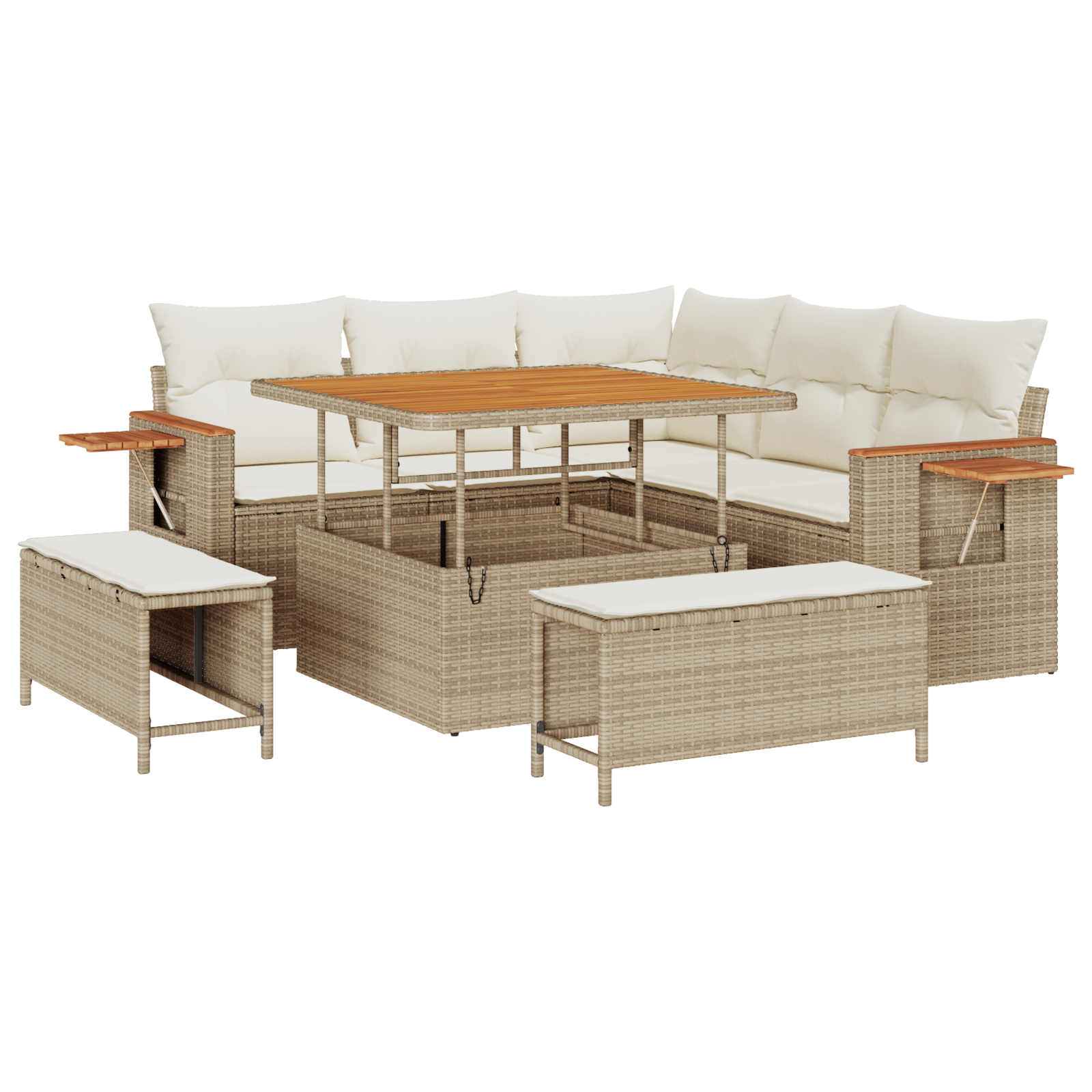 vidaXL Set de canapele pentru grădină cu pernă 8 pcs Bej Rattan poli