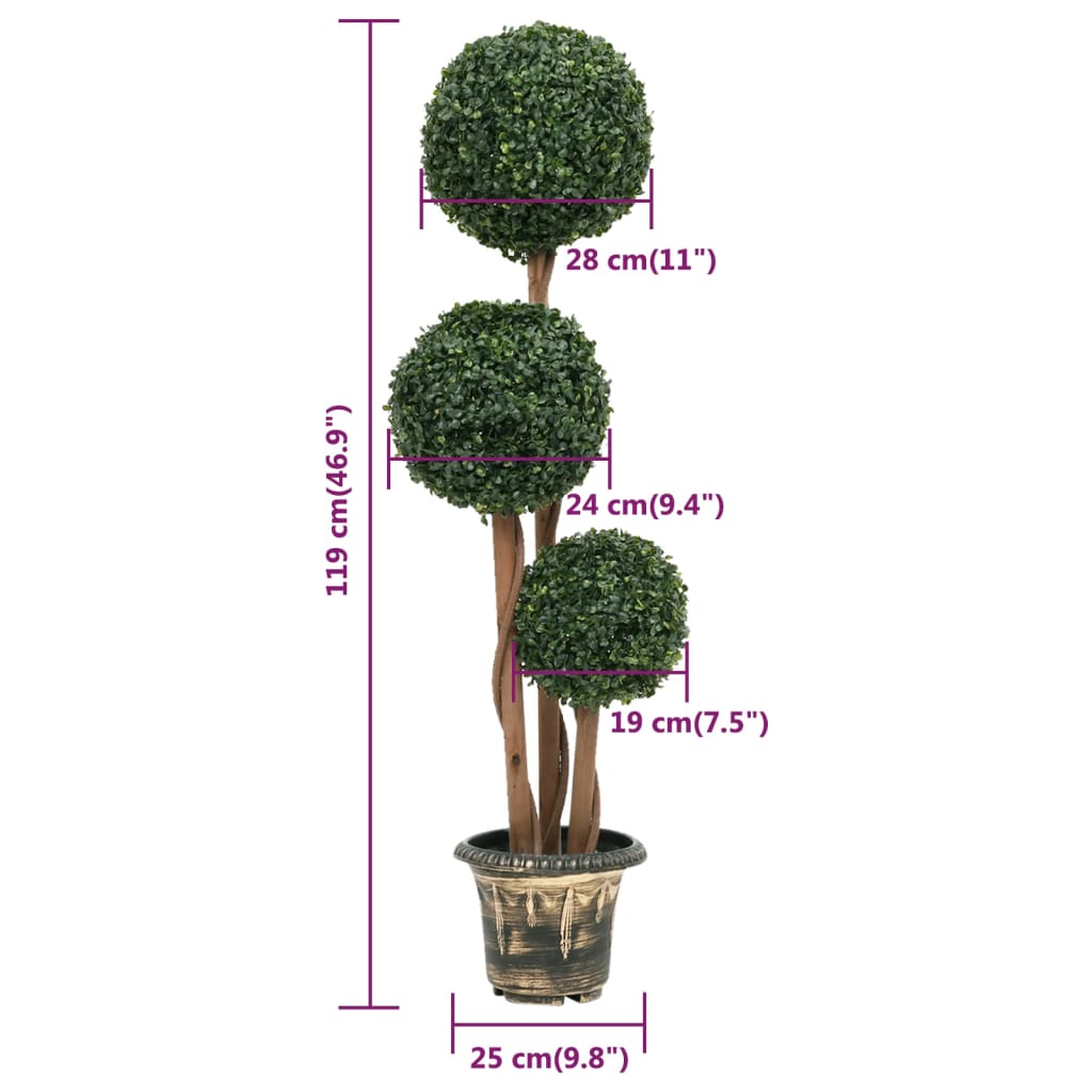 vidaXL Plantă artificială cimișir cu ghiveci verde 119cm formă minge