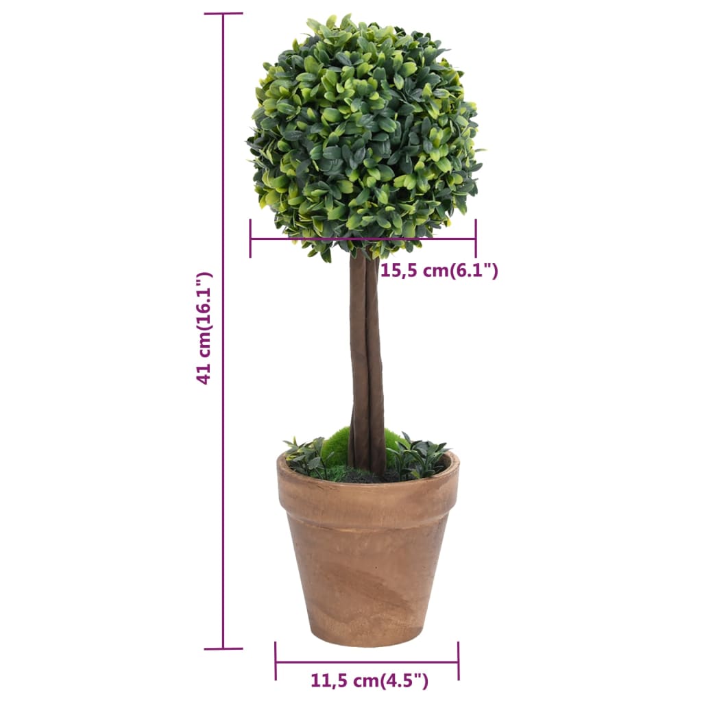 vidaXL Plante artificiale cimișir cu ghiveci, 2 buc. verde 41 cm minge vidaXL Plante artificiale cimișir cu ghiveci, 2 buc. verde 41 cm minge