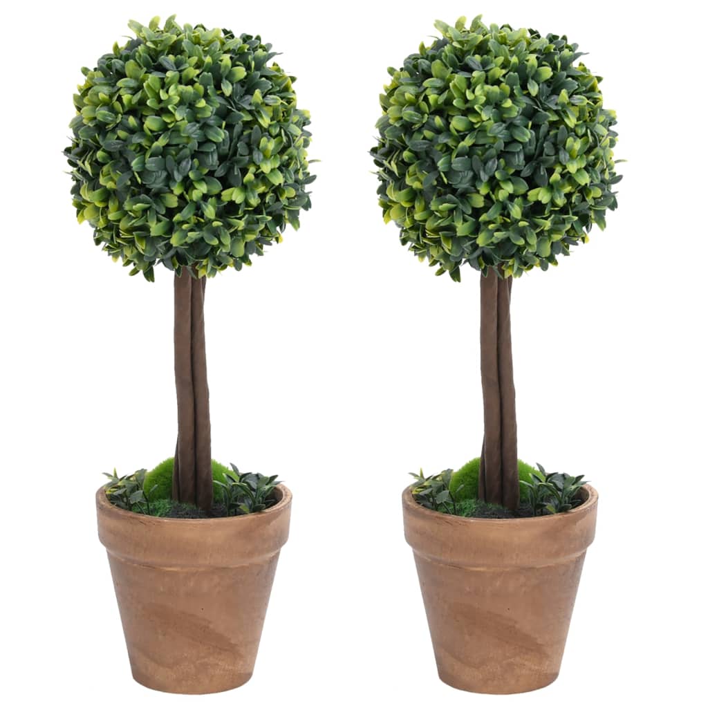 vidaXL Plante artificiale cimișir cu ghiveci, 2 buc. verde 41 cm minge vidaXL Plante artificiale cimișir cu ghiveci, 2 buc. verde 41 cm minge