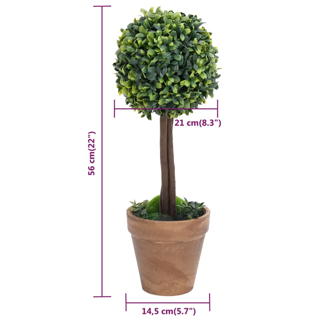 vidaXL Plante artificiale cimișir cu ghiveci 2 buc. verde 56 cm minge vidaXL Plante artificiale cimișir cu ghiveci 2 buc. verde 56 cm minge