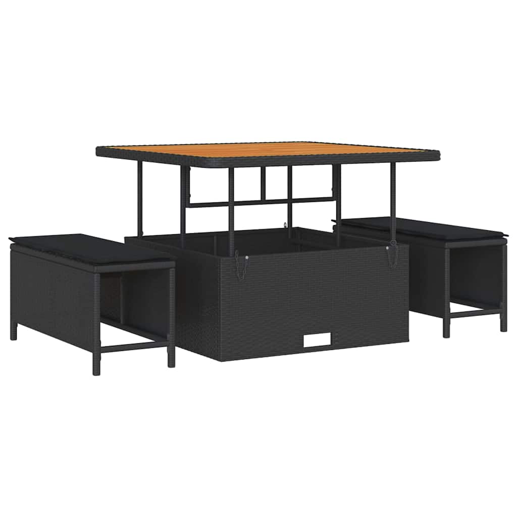 vidaXL Set de canapele pentru grădină cu pernă 17 pcs Negru poliratan