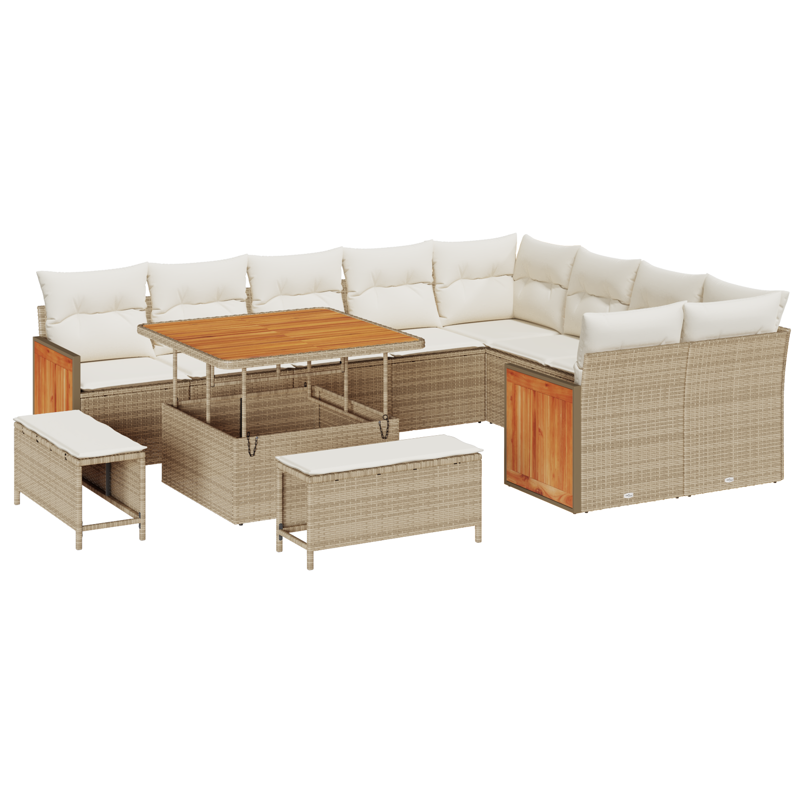 vidaXL Set de canapele pentru grădină 12 pcs Bej și crem