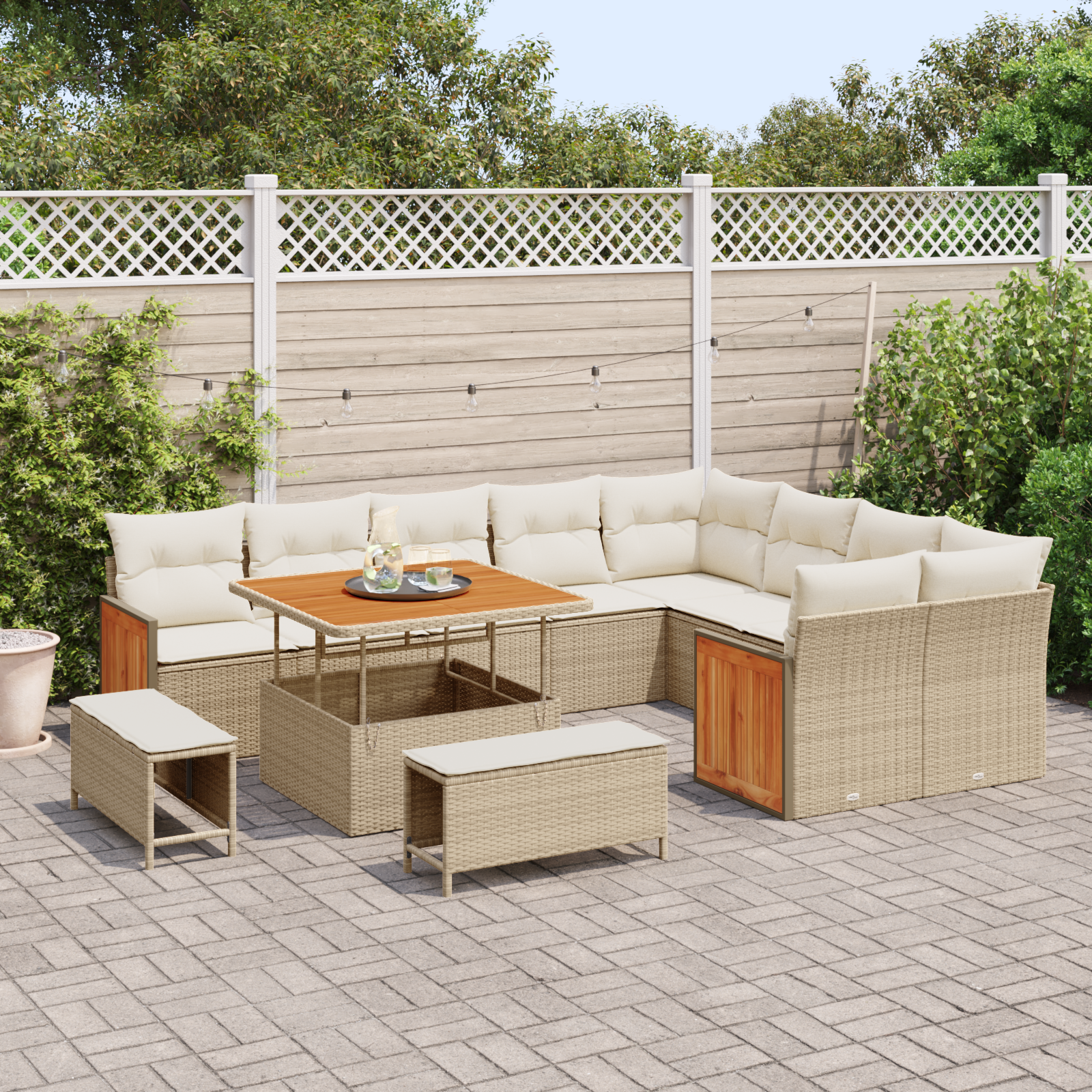 vidaXL Set de canapele pentru grădină 12 pcs Bej și crem