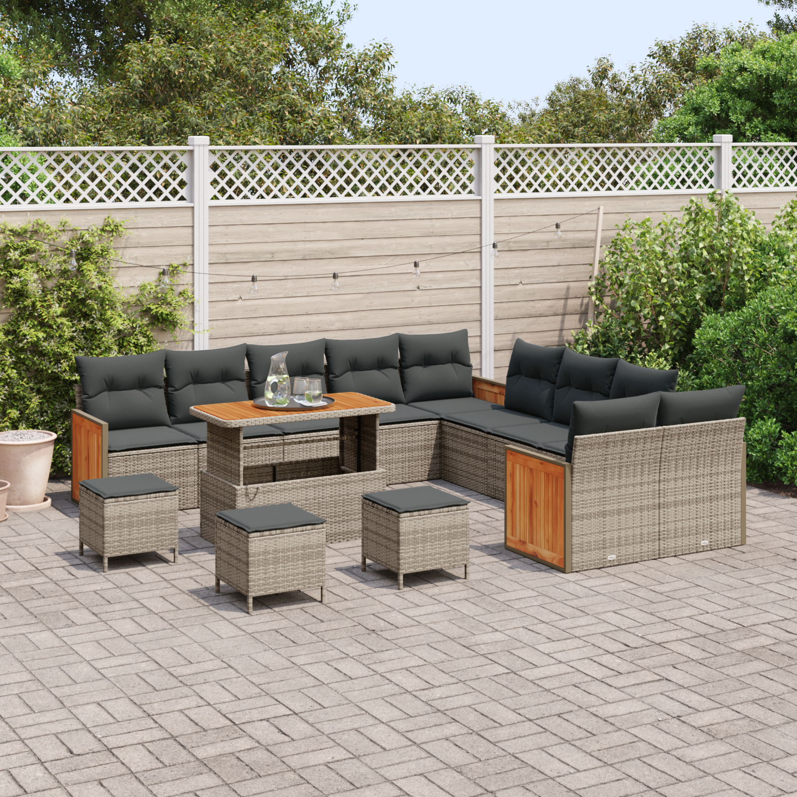 vidaXL Set de canapele pentru grădină 14 pcs Gri și gri închis