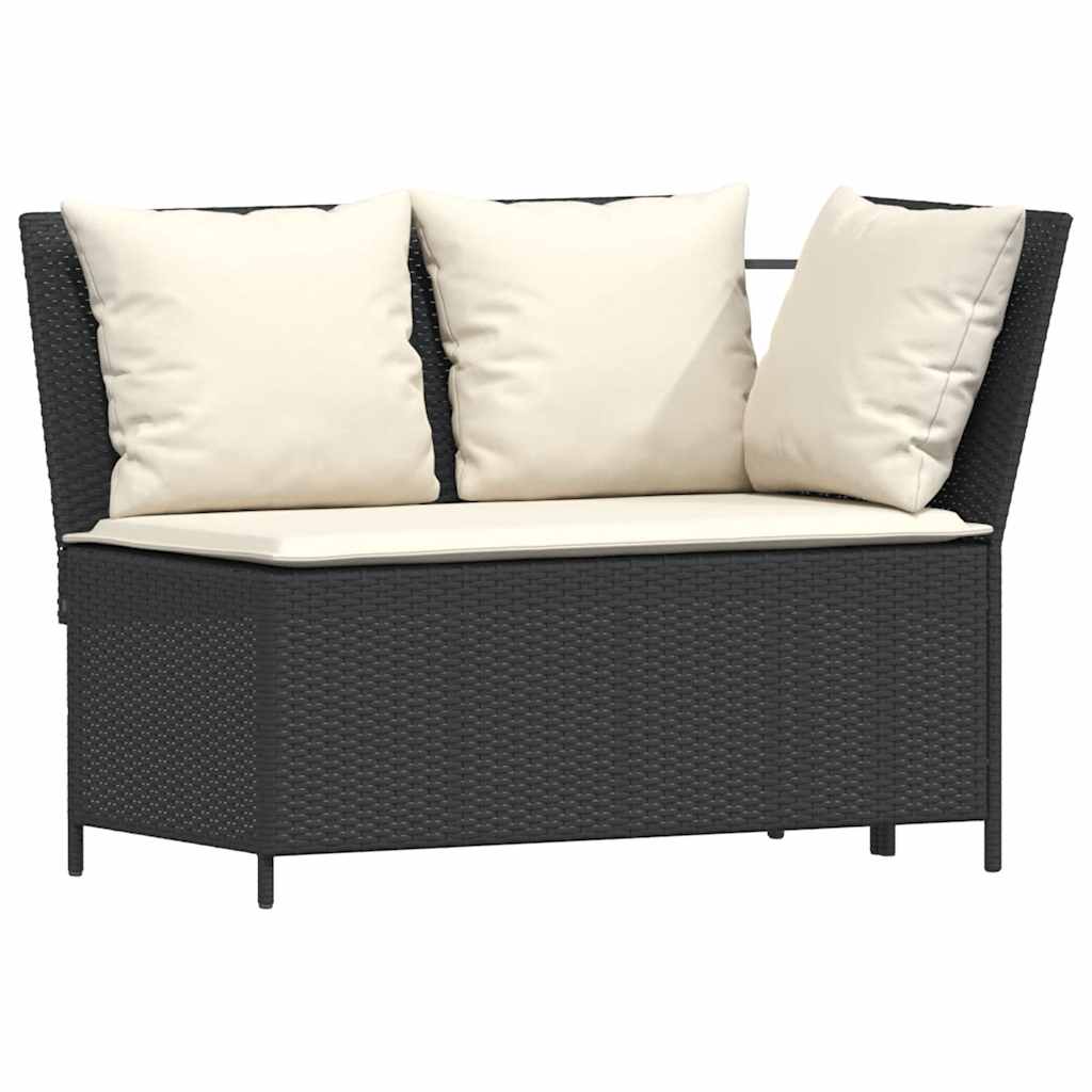 vidaXL Set canapea de grădină 4 piese cu perne, în formă de L negru vidaXL Set canapea de grădină 4 piese cu perne, în formă de L negru